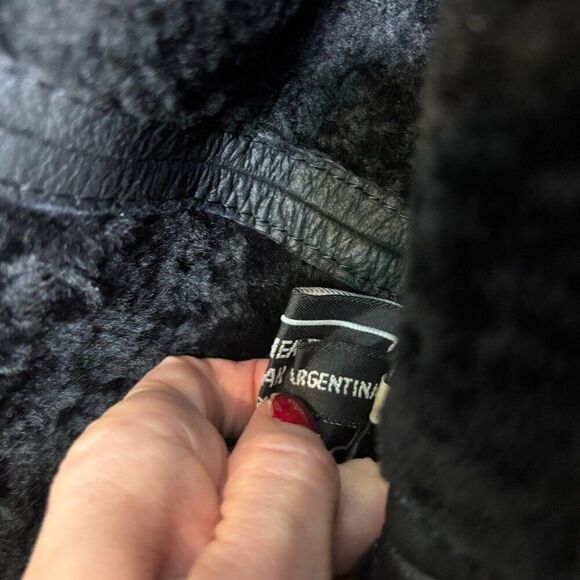 Women's Black Shearling Overcoat Size 42 (EUR) XL (US) - Picture 10 of 12